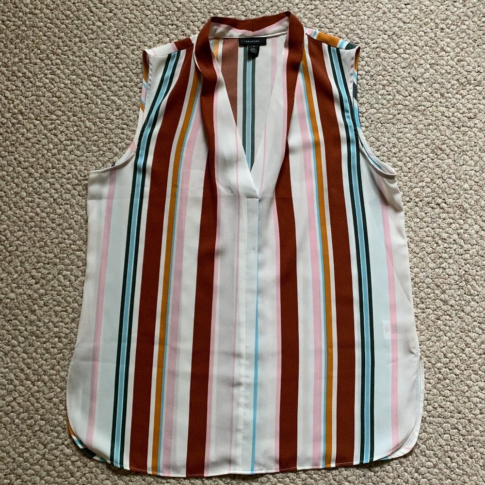 HALOGEN - Striped V-Neck Top - Excellent Cond.